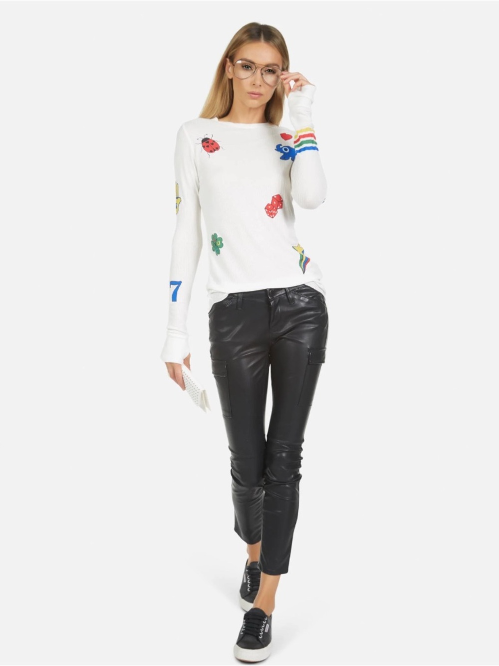 Lauren Moshi XL MCKINLEY LUCKY ELEMENTS waffle knit art graphics NWT slim fit